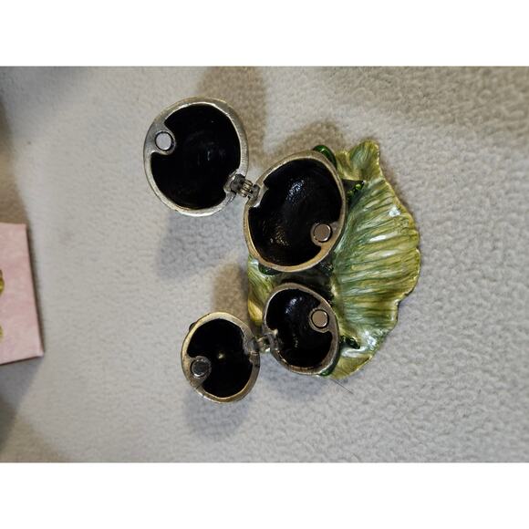 Vintage New Frog Trinket Box Metal Jeweled Mom Baby Set CBOCS - Picture 6 of 9